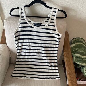 French Connection White and Navy Striped Tank